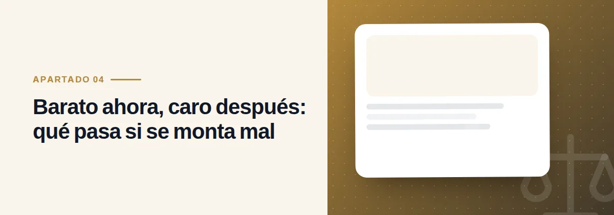 Barato ahora, caro después: qué pasa si se monta mal
