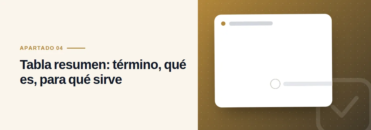 Tabla resumen: término, qué es, para qué sirve